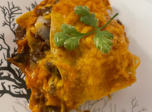 A picture of Ground beef Enchilada Casserole.