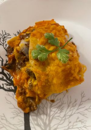 A picture of Ground beef Enchilada Casserole.