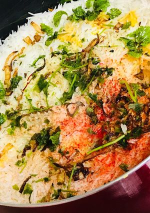 A picture of Mutton dum biryani.