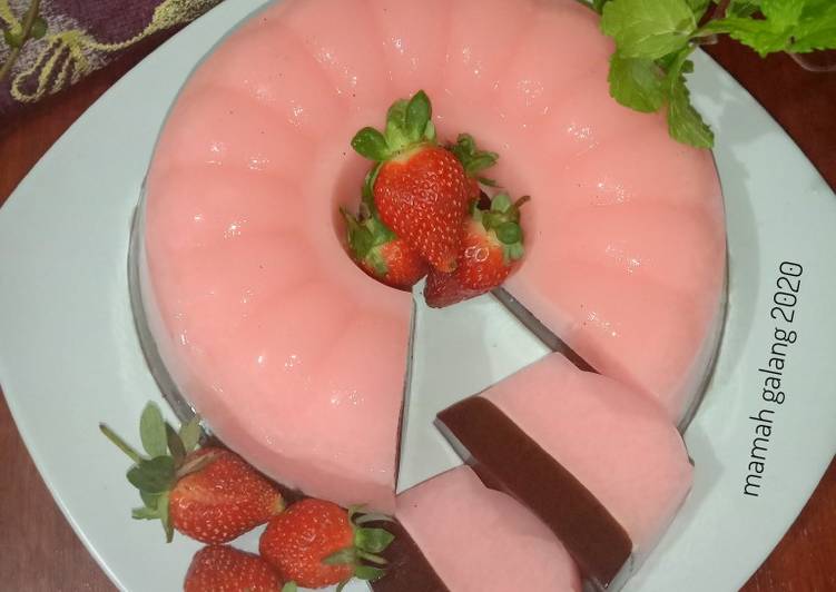 Cara Membuat Puding strawberry coklat Untuk Pemula!