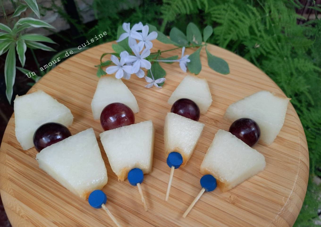 Minis brochettes melon raisin 🍢