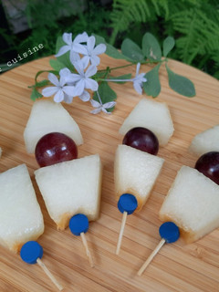 Une photo de Minis brochettes melon raisin 🍢