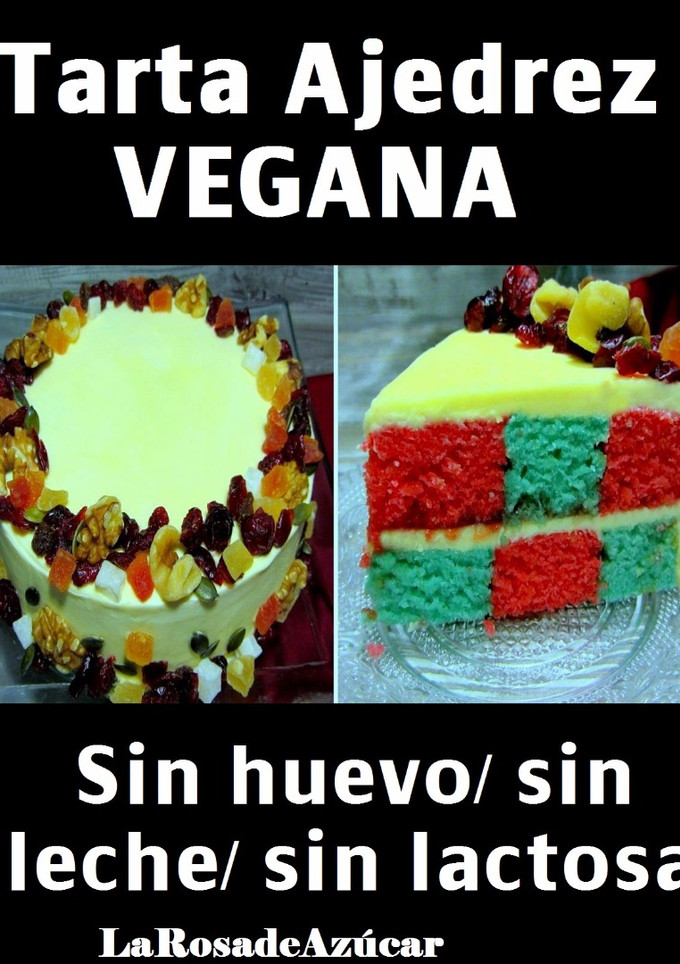 Una foto de Tarta Ajedrez vegana (Sin leche/sin huevo)
