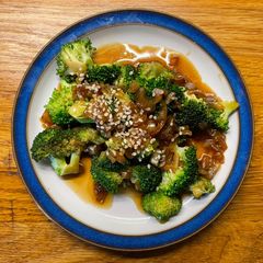Broccoli with soy and sesame A picture of Broccoli with soy and sesame.