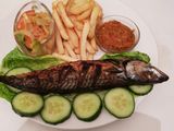 Chips and grilled Mackerel fish