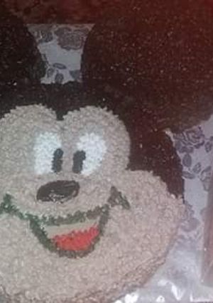 A picture of Micky mouse chocoate cake.