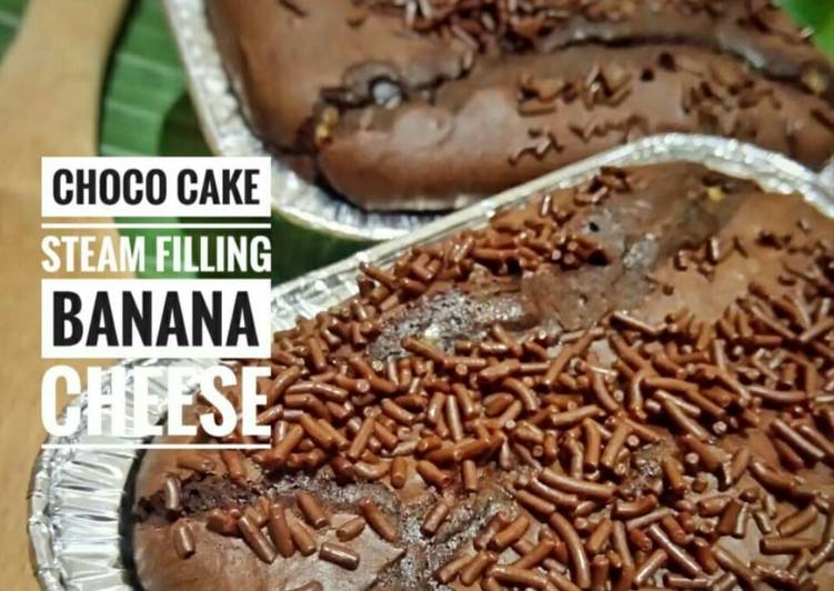 Resep masakan Choco cake steam filling banana and cheese | Cara Buat Choco cake steam filling banana and cheese Yang Sempurna