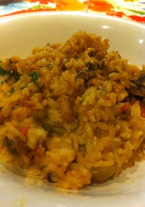 Una foto de Risotto con arroz de ayer