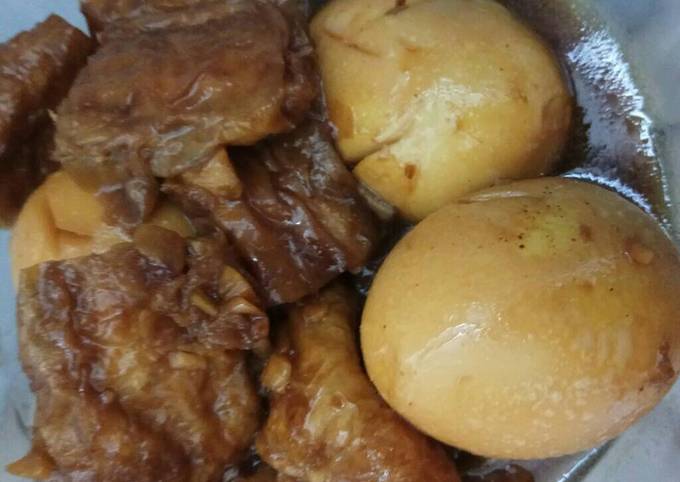 Kembang tahu basah,telor masak kecap