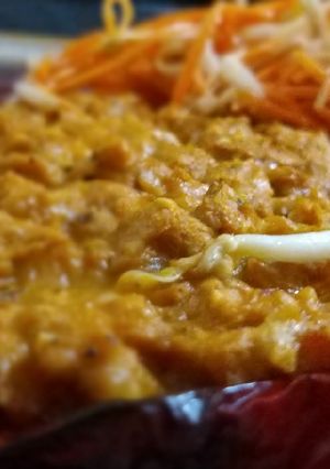 Una foto de Morrón con soja texturizada