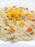 Risotto con salsa di gorgonzola e mini peperoni