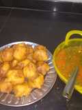 Aloo (potato) bada with curry