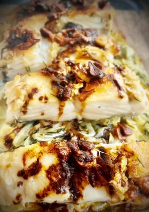 Una foto de Bacalao al horno