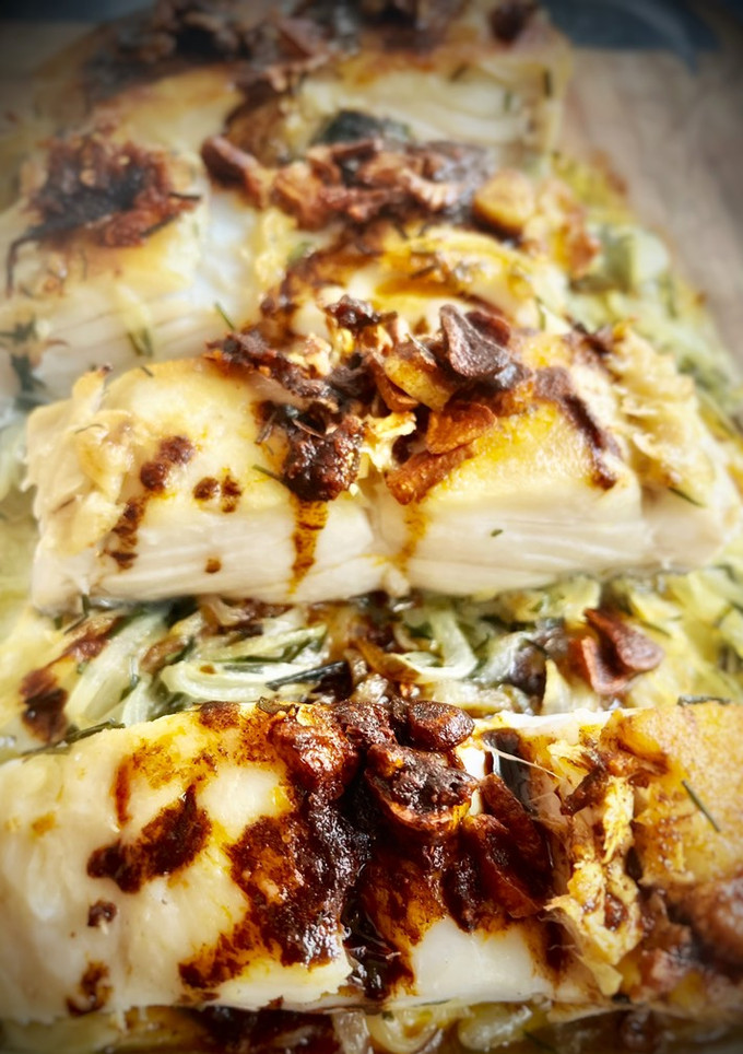 Una foto de Bacalao al horno