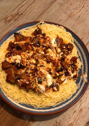 Une photo de Pâtes aux aubergines et ricotta