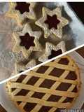 Biscotti stella ripieni e crostata alla marmellata di arance