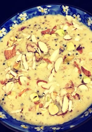 A picture of Quinoa-Sago Porridge/kheer.