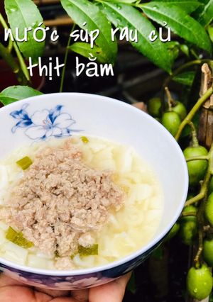 Hình của món Ăn dặm- nui súp rau củ thịt bằm.