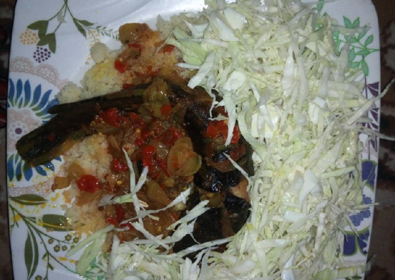 Cat fish pepper soup served with couscous
