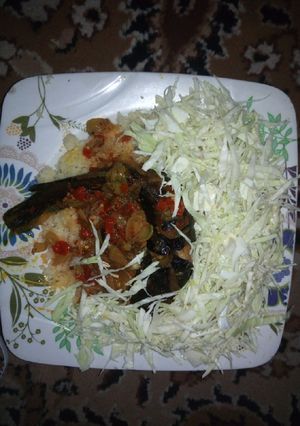 A picture of Cat fish pepper soup served with couscous.