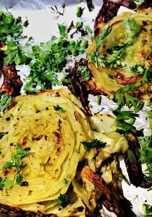 A picture of Roasted flavoured cabbage steak. #teamcontest#bakingclassy.
