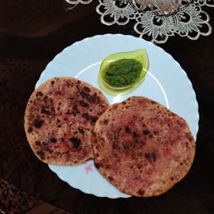 A picture of SATTU BEETROOT PARATHA..