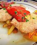 Lomo de cerdo al horno con Pimientos de Piquillo confitados