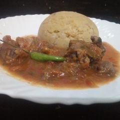 Mashed nduma, sweat potatoes & beef stew A picture of Mashed nduma, sweat potatoes & beef stew.