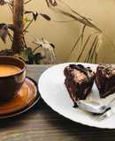 Chocolate brownie cake with tea ☕️