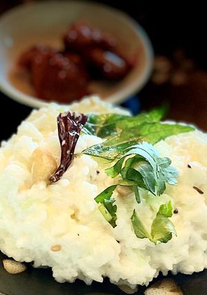 A picture of Dahi rice/ curd rice/ butti.