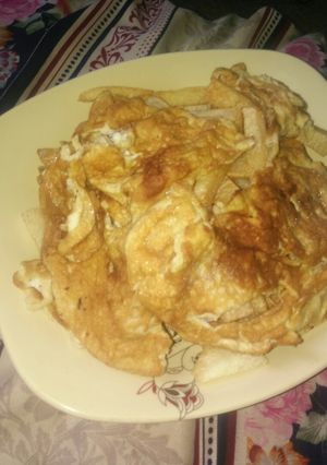 A picture of Fried yam and egg.