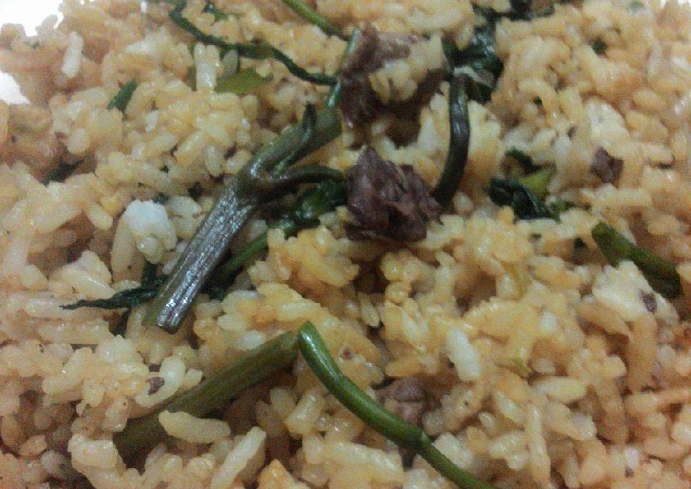Goreng nasi ati kangkung pedas