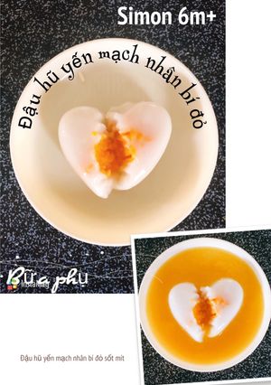 Hình của món Ăn dặm - Đậu hũ yến mạch nhân bí đỏ sốt mít.