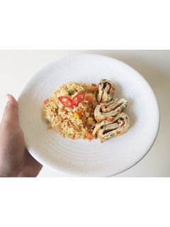Foto resep Nasi goreng blueband + telor dadar jamur
