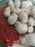 Boiled cocoyam and palmoil