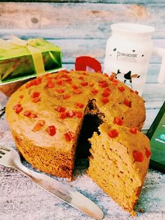 हेल्थी बनाना व्हीट जगेरी एगलेस केक(healthy banana wheat Jaggery egg less cake recipe in hindi) रेसिपी मुख्य फोटो