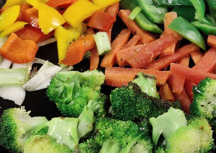 Steps to Make Perfect Stir fried veggies served with hard boiled eggs!