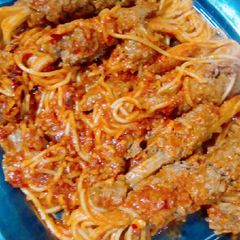 A picture of Speghti kabab.