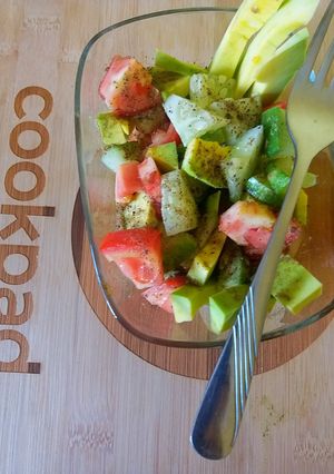 A picture of Avacado tomato salad.