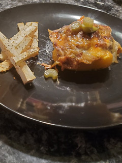 A picture of KETO - Philly Cheesesteak Stuffed Pepper and French Fries.