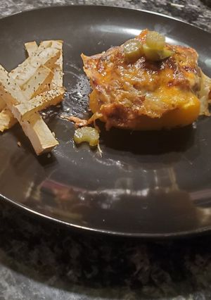 A picture of KETO - Philly Cheesesteak Stuffed Pepper and French Fries.