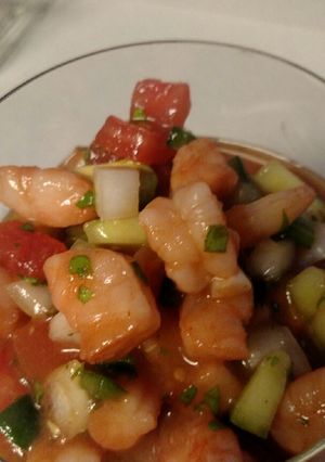 A picture of Coctel de Camarones Mexican Shrimp Cocktail.