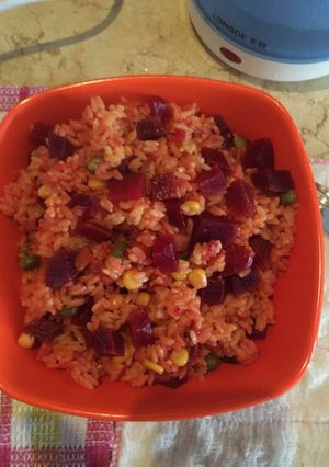 Una foto de Arroz con remolacha