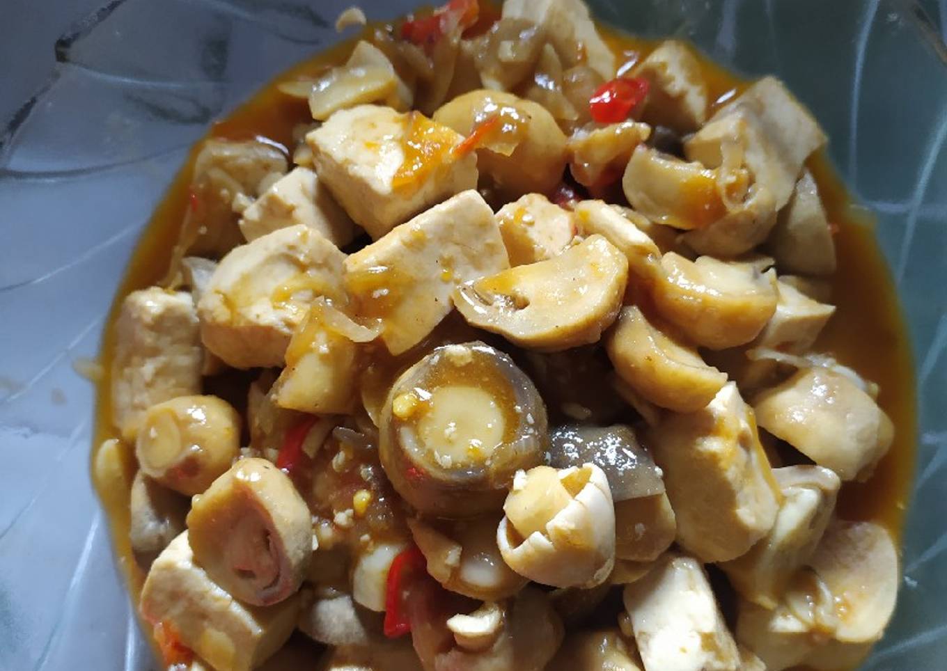 Tumis Tahu Jamur Saus Tiram