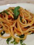Spaghetti con Pomodorini, 'Nduja di Spilinga e Rucola
