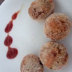 A picture of Non Fried Cheese Balls with leftover bread.