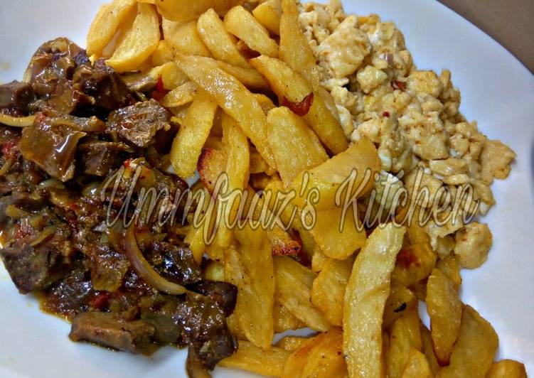 Easiest Way to Prepare Favorite Chips, liver sauce n scrambled egg