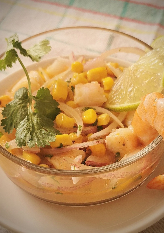 Una foto de Ceviche de langostinos