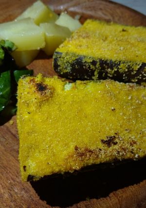 Una foto de Milanesas de berenjena sin gluten