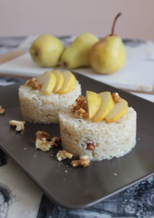 Foto di Risotto con taleggio, pere e noci